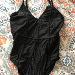 Black Slimming One Piece Bathing Suit